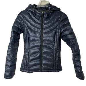 Andrew Marc Navy Blue Puffer Jacket Hooded Packable Lightweight Premium Down S